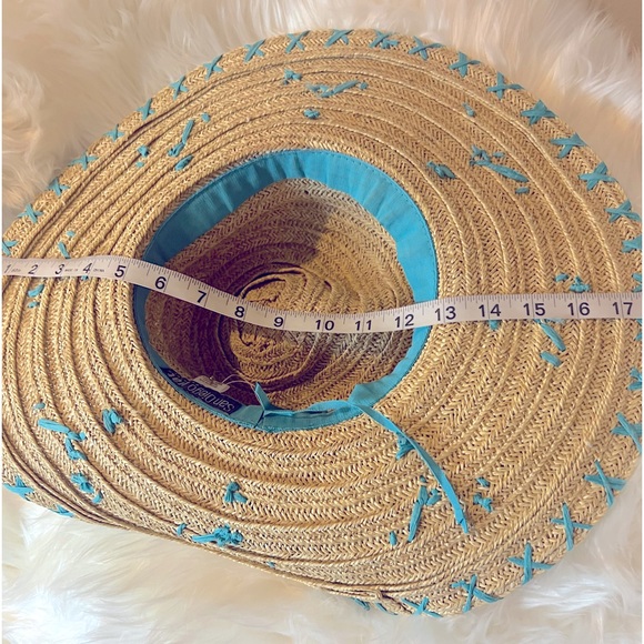 San Diego Hat company beaded paper hat wide brim wooden parrots